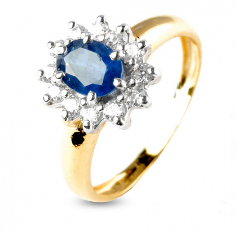 Bague saphir 1 carat sertie de diamants 0.48 ct