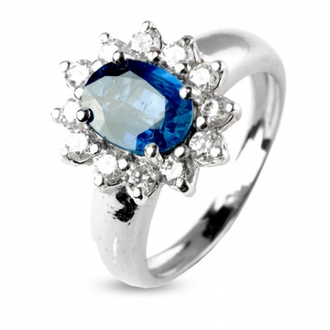 Bague saphir de 2 carats sertie de diamants 0.60 ct