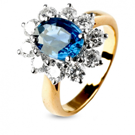 Bague saphir de 2 carats sertie de diamants 1.40 carats