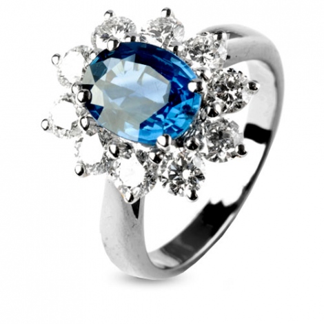 Bague saphir de 2 carats sertie de diamants 1.40 carats