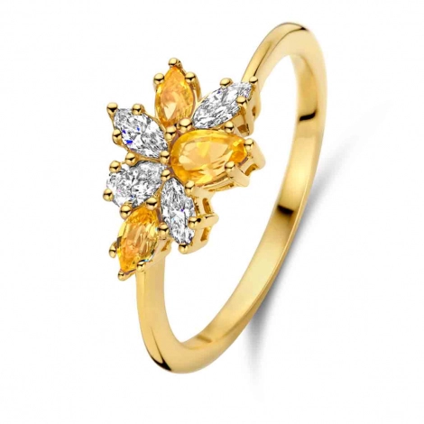 Bague Saphir jaune et Diamants