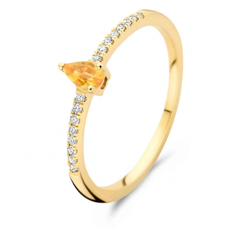 Bague Saphir Jaune et Diamants