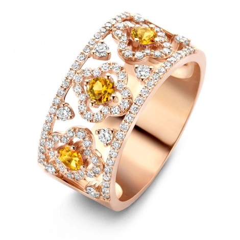 Bague saphir jaune et diamants - One More