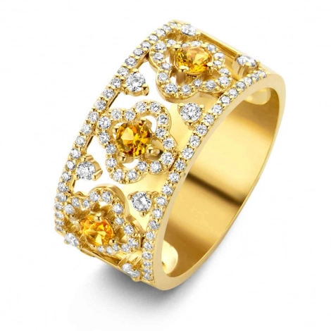 Bague saphir jaune et diamants - One More