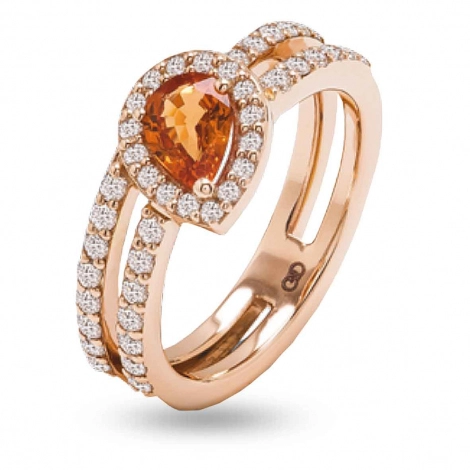 Bague Saphir Orange et Diamants