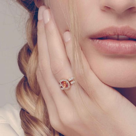 Bague Saphir Orange et Diamants