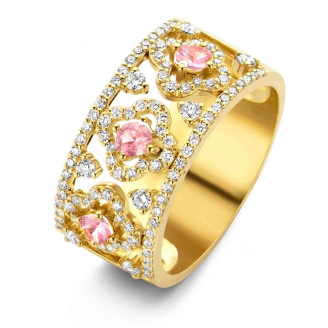 Bague saphir orange et diamants - One More
