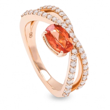 Bague Saphir Padparadscha et Diamants