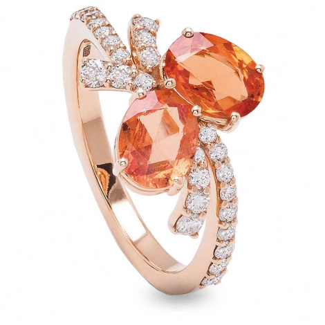 Bague Saphir Padparadscha et Diamants