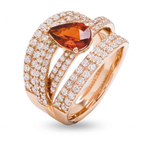 Bague Saphir Padparadscha et Diamants