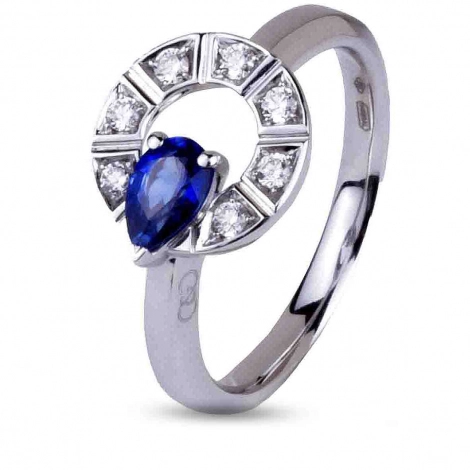 Bague Saphir Poire et Diamants