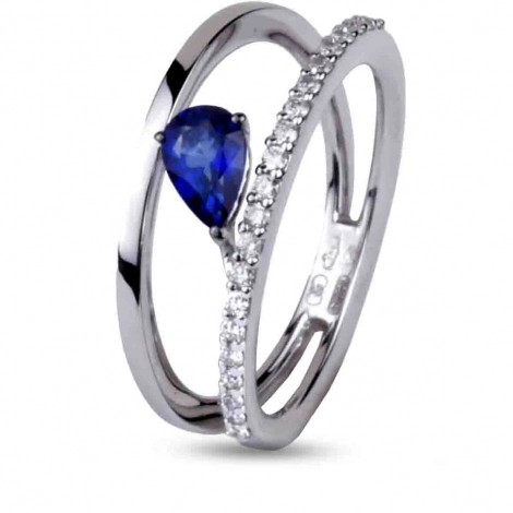 Bague Saphir Poire et Diamants