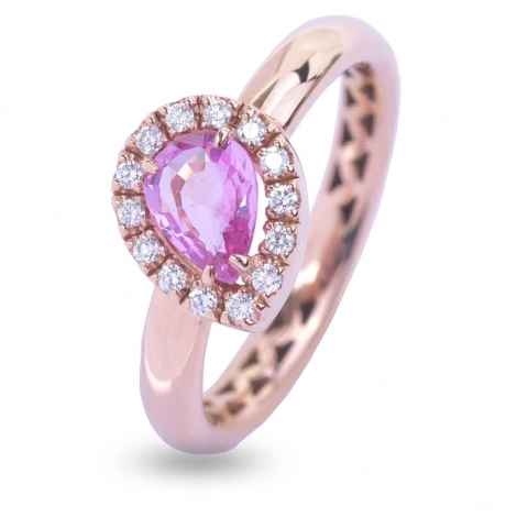 Bague Saphir Rose et Diamants