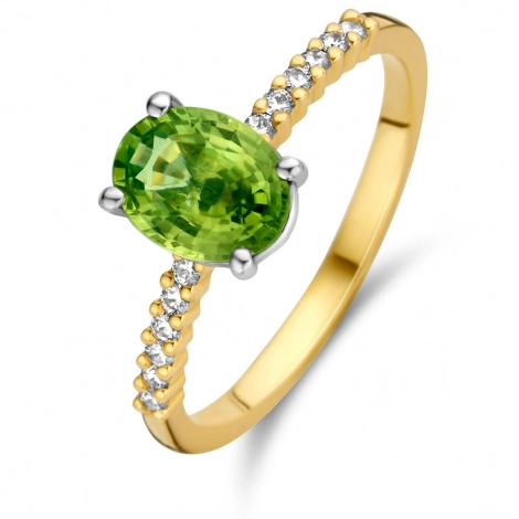 Bague Saphir Vert et Diamants