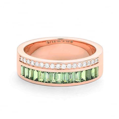 Bague Saphir Vert et Diamants
