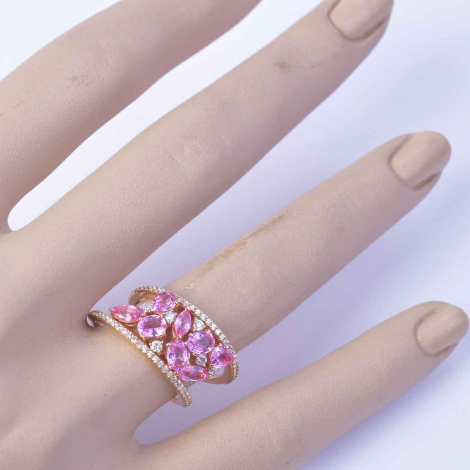 Bague Saphirs Roses et Diamants