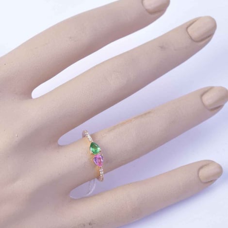 Bague Saphirs Tourmaline et Diamants