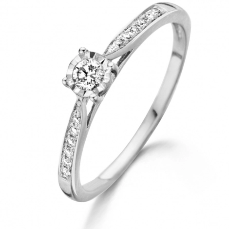 Bague solitaire diamant accompagne Or blanc