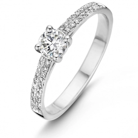 Bague solitaire diamant accompagne Or blanc