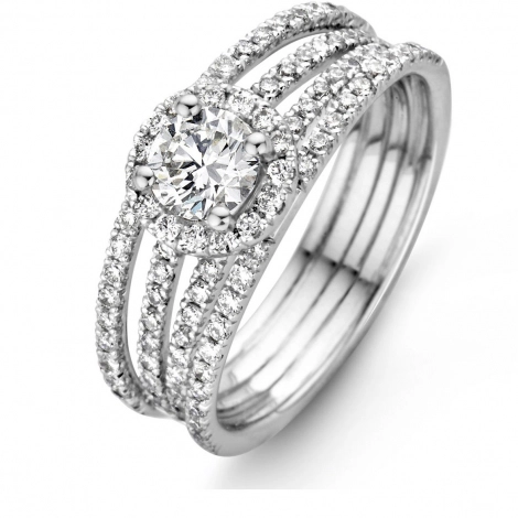 Bague solitaire diamant accompagne Or blanc