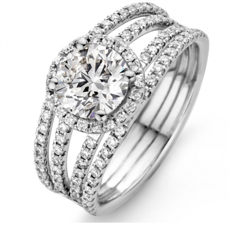 Bague solitaire diamant accompagne Or blanc