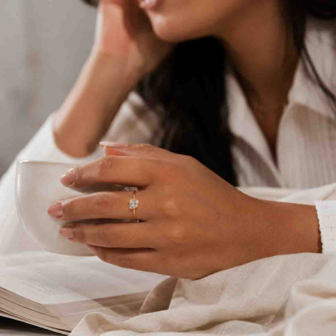 Bague solitaire diamant Coeur de laboratoire