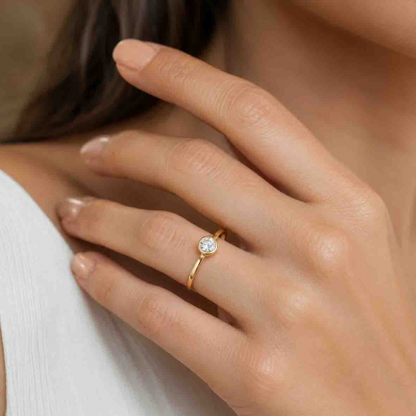 Bague solitaire diamant de laboratoire