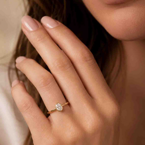 Bague solitaire diamant Ovale de laboratoire