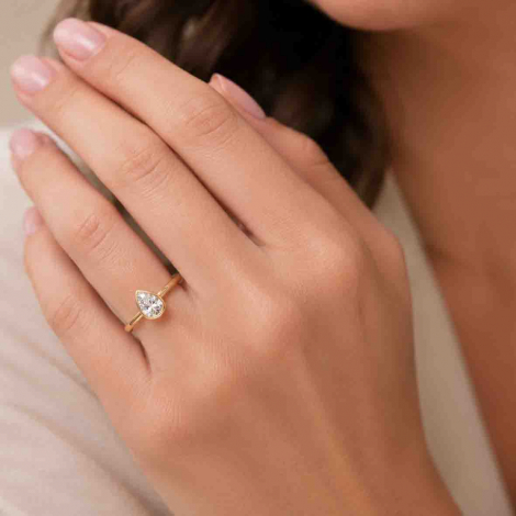 Bague solitaire diamant Poire de laboratoire