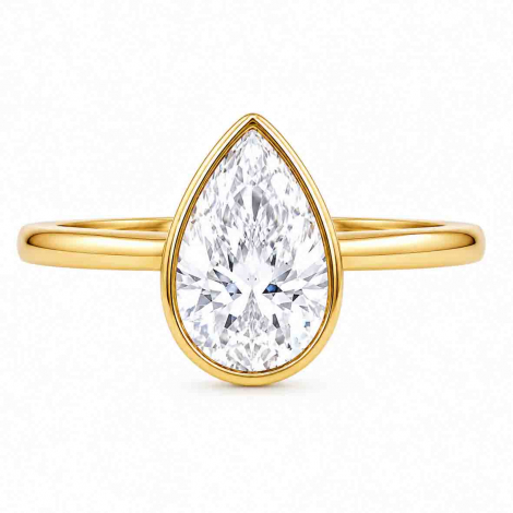 Bague solitaire diamant Poire de laboratoire