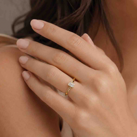 Bague solitaire diamant taille Emeraude de laboratoire
