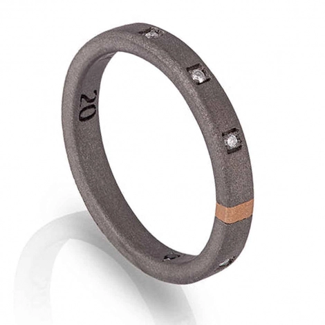 Bague Titane et Or sertie de diamants - Mano J