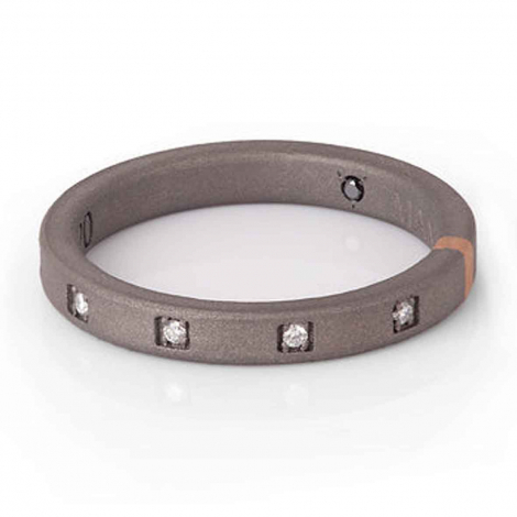 Bague Titane et Or sertie de diamants - Mano J