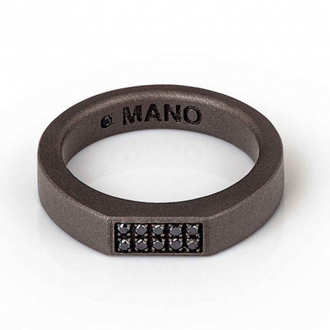 Bague Titane et Or sertie de diamants Noirs - Mano J