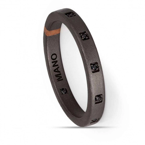 Bague Titane et Or sertie de diamants Noirs - Mano J