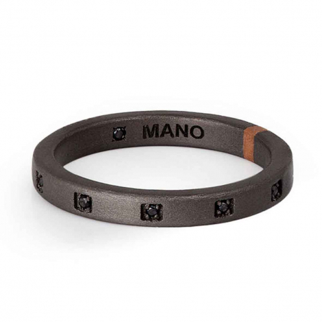 Bague Titane et Or sertie de diamants Noirs - Mano J