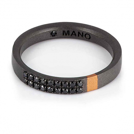 Bague Titane et Or sertie de diamants Noirs - Mano J