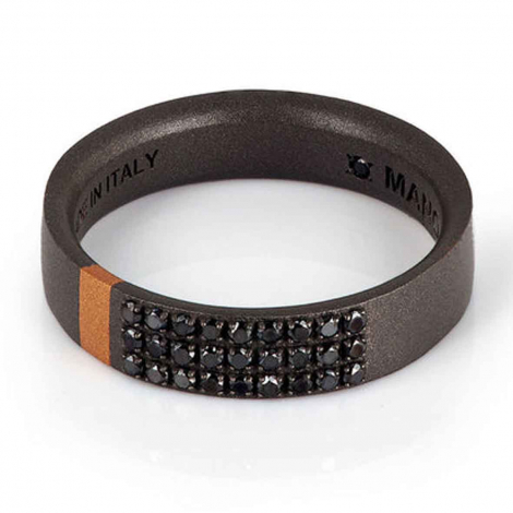 Bague Titane et Or sertie de diamants Noirs - Mano J