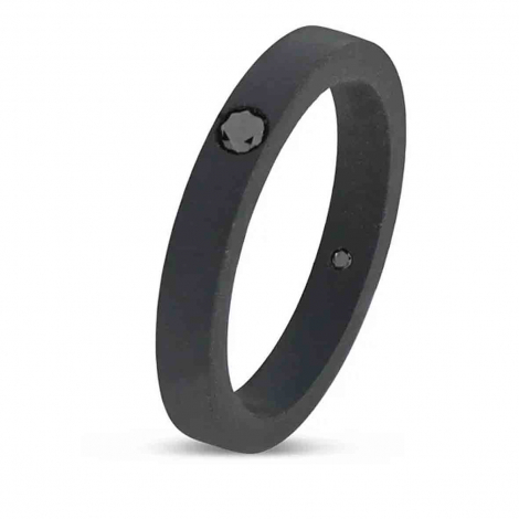 Bague Titane Noir serti de diamants  - Mano J � combiner