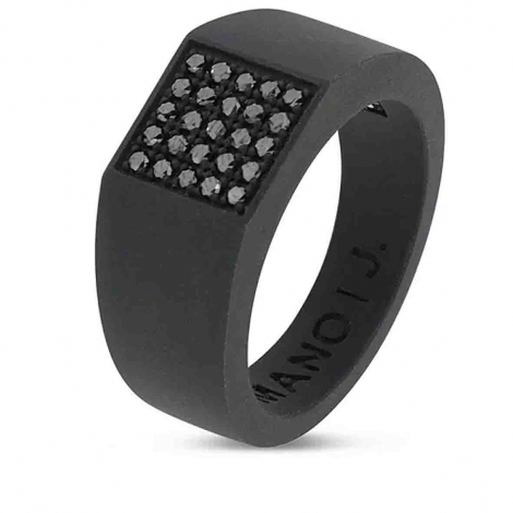 Bague Titane Noir sertie de diamants Noirs - Mano J à combiner
