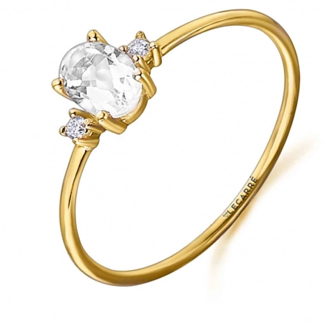 Bague Topaze Blanche et Diamants