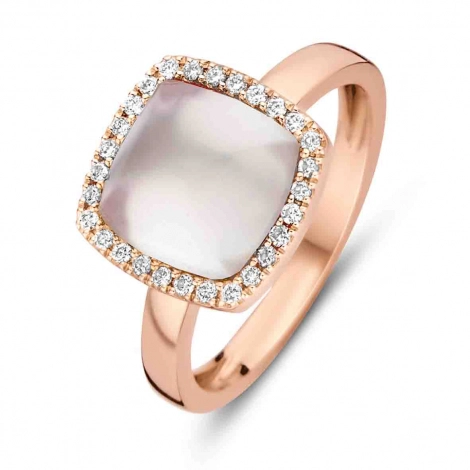 Bague Topaze blanche sur nacre et diamants One More - Pantelleria
