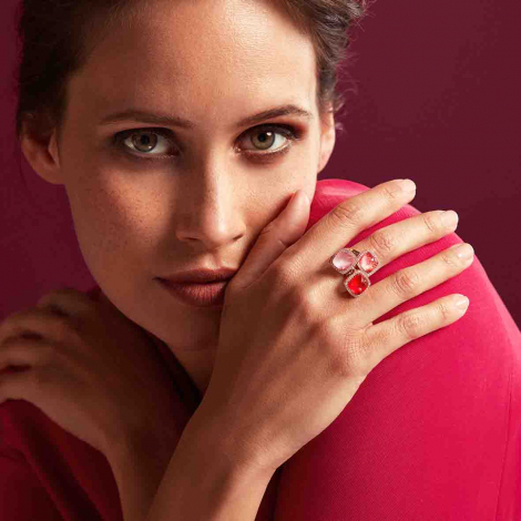 Bague Topaze blanche sur nacre et diamants One More - Pantelleria