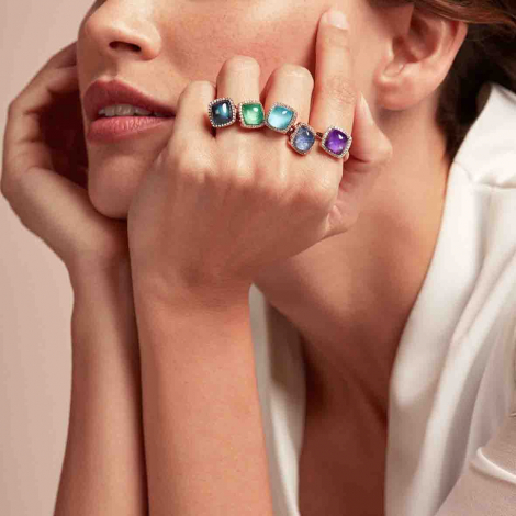 Bague Topaze blanche sur nacre et diamants One More - Pantelleria