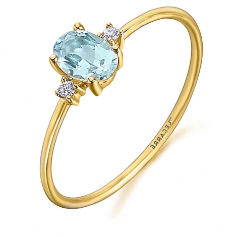 Bague Topaze Bleue et Diamants