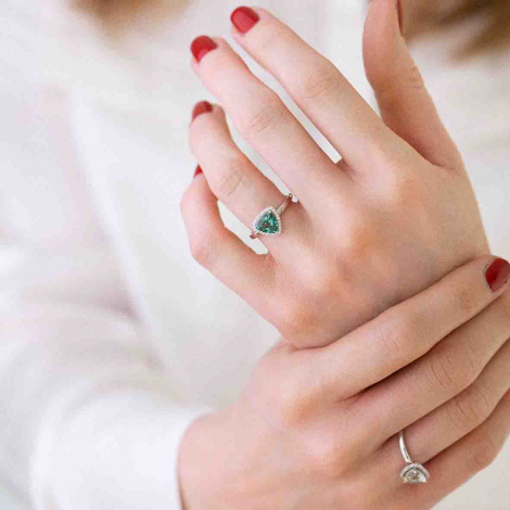 Bague Tourmaline Verte et Diamants One More - Etna