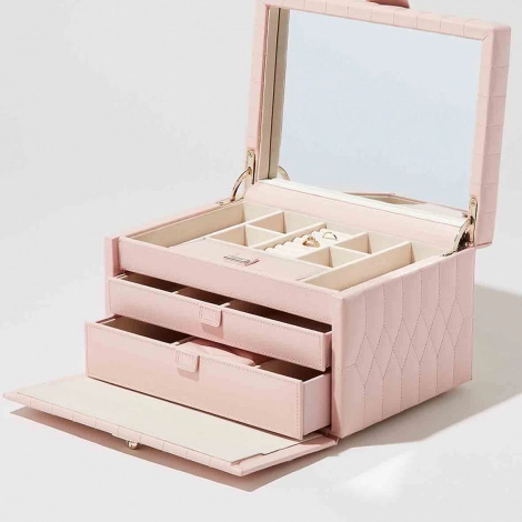 Bote  Bijoux de Voyage Wolf 1834 - Caroline Medium Jewelry Case - Rose Quartz