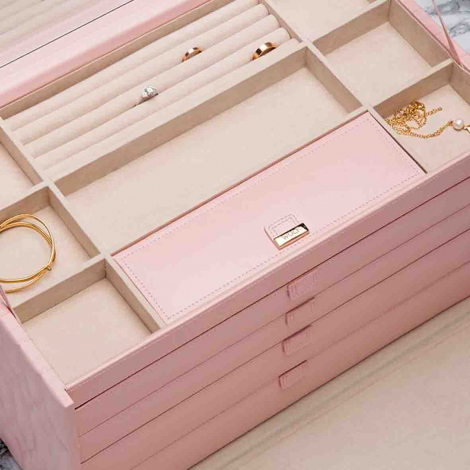 Bote  Bijoux de Voyage Wolf 1834 - Caroline XLarge Jewelry Case- Quartz Rose