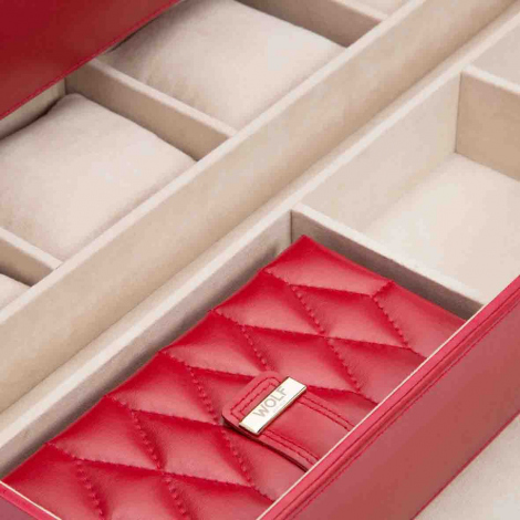 Bote  Bijoux de Voyage Wolf 1834 - Caroline XLarge Jewelry Case- Rouge