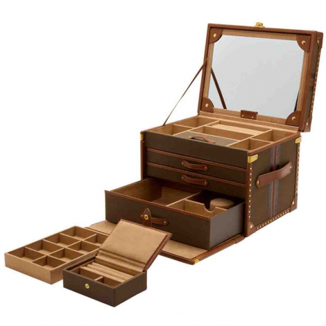 Bote  Bijoux de Voyage Wolf 1834 - Ida Trunk Jewellery Box - Kaki